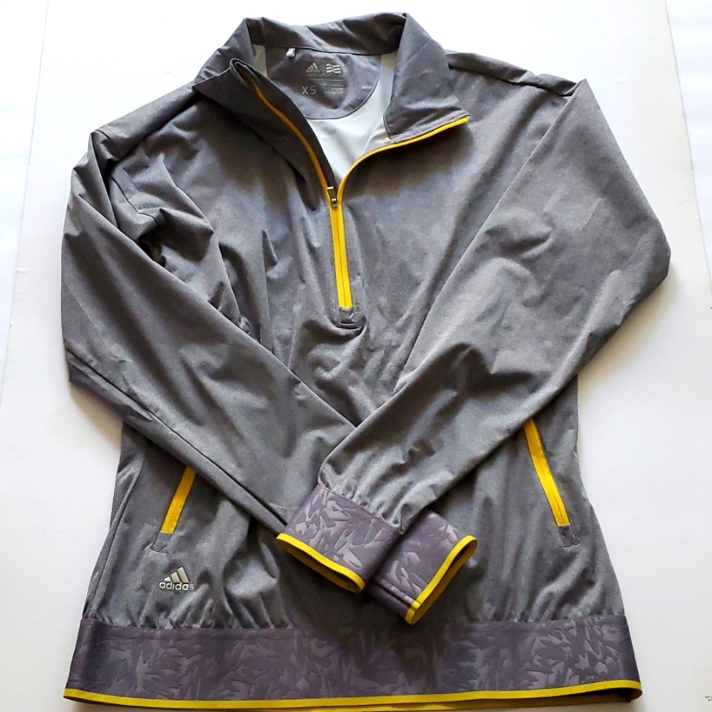 Adidas 1/4 Zip Climastorm Windbreaker Gray Yellow Golf Jacket NWOT XS fits S - Picture 1 of 6